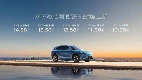 2026款吉利銀河E5煥新上市,續(xù)航智能雙升級(jí),品質(zhì)加量不加價(jià)